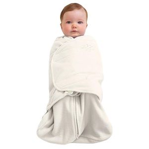 Newborn Halo Fleece Swaddle, white, 3.0 TOG, for babies 6-12